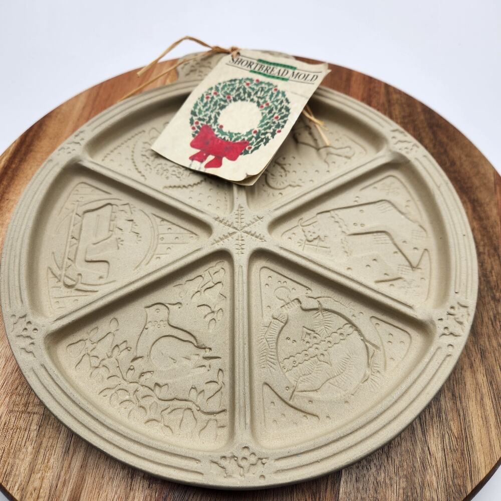Sassafras Superstone Christmas Shortbread Cookie Mold 1993 Holiday Stoneware DIY